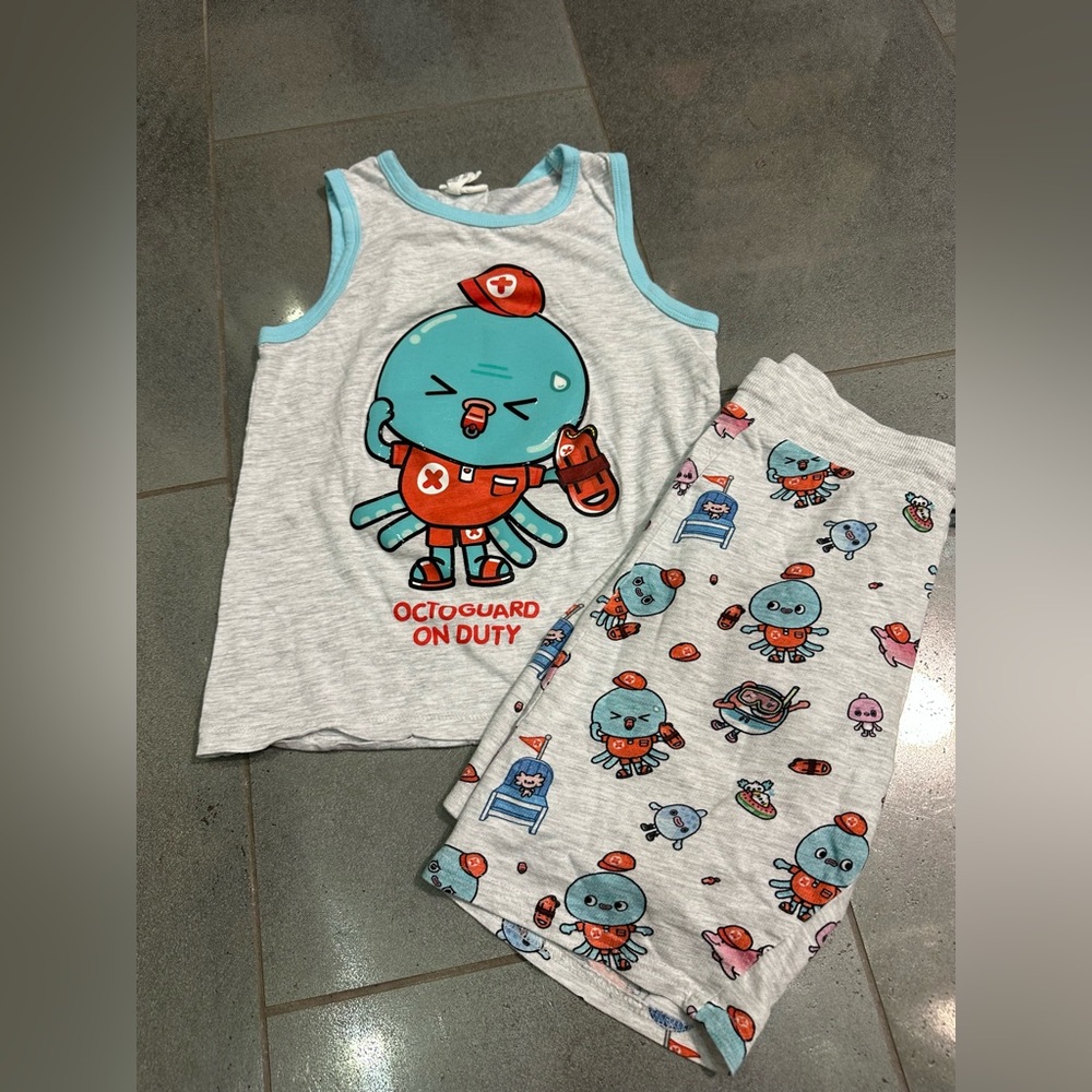 H&M x Toca Life 6-8y Octoguard Tank & Shorts Set Lifeguard Octopus Shark Axolotl